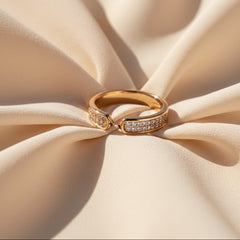 Nisa Premium Rose-Gold Polish Delicate Pretty Design With Diamond Studded Fingering For Women and Girls