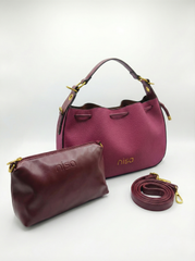 Nisa Signature Hobo Bag Set in Rich Berry