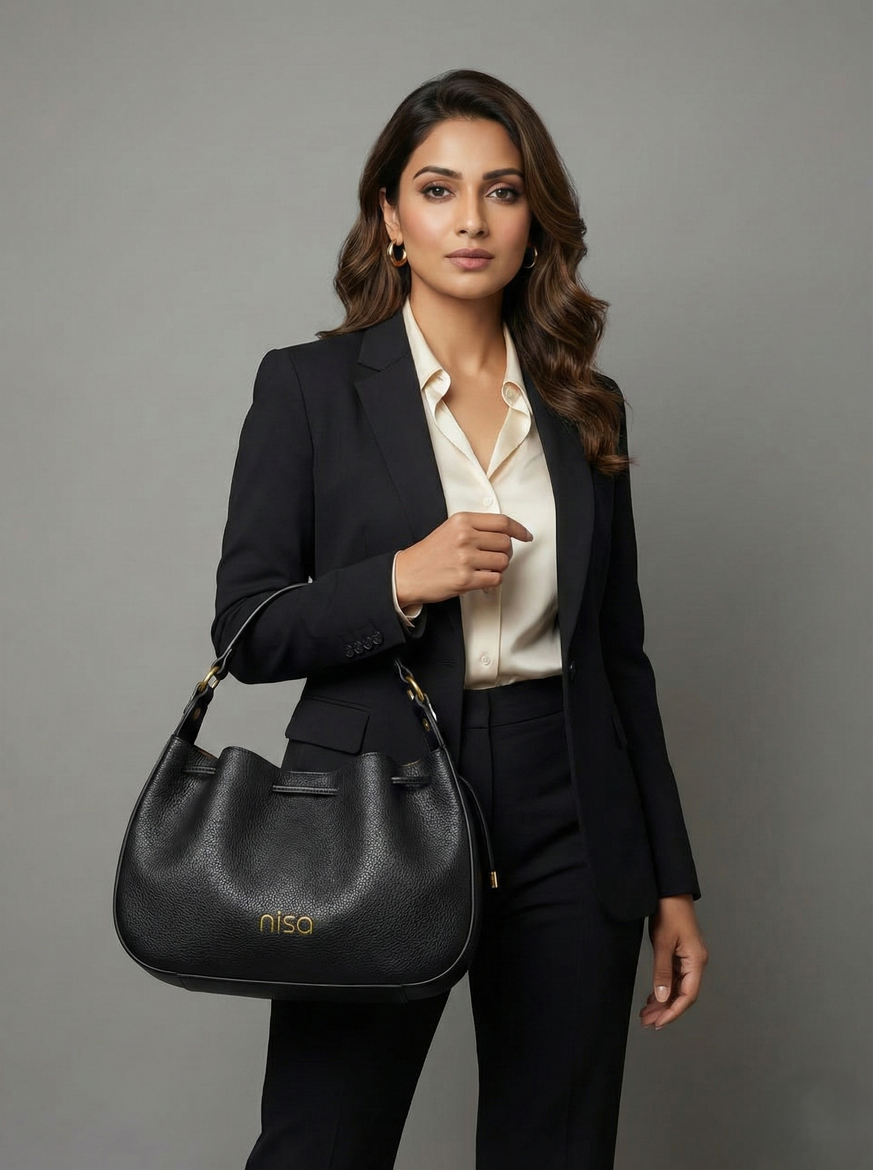 Nisa Signature 2-in-1 Hobo Bag Set  Classic Black