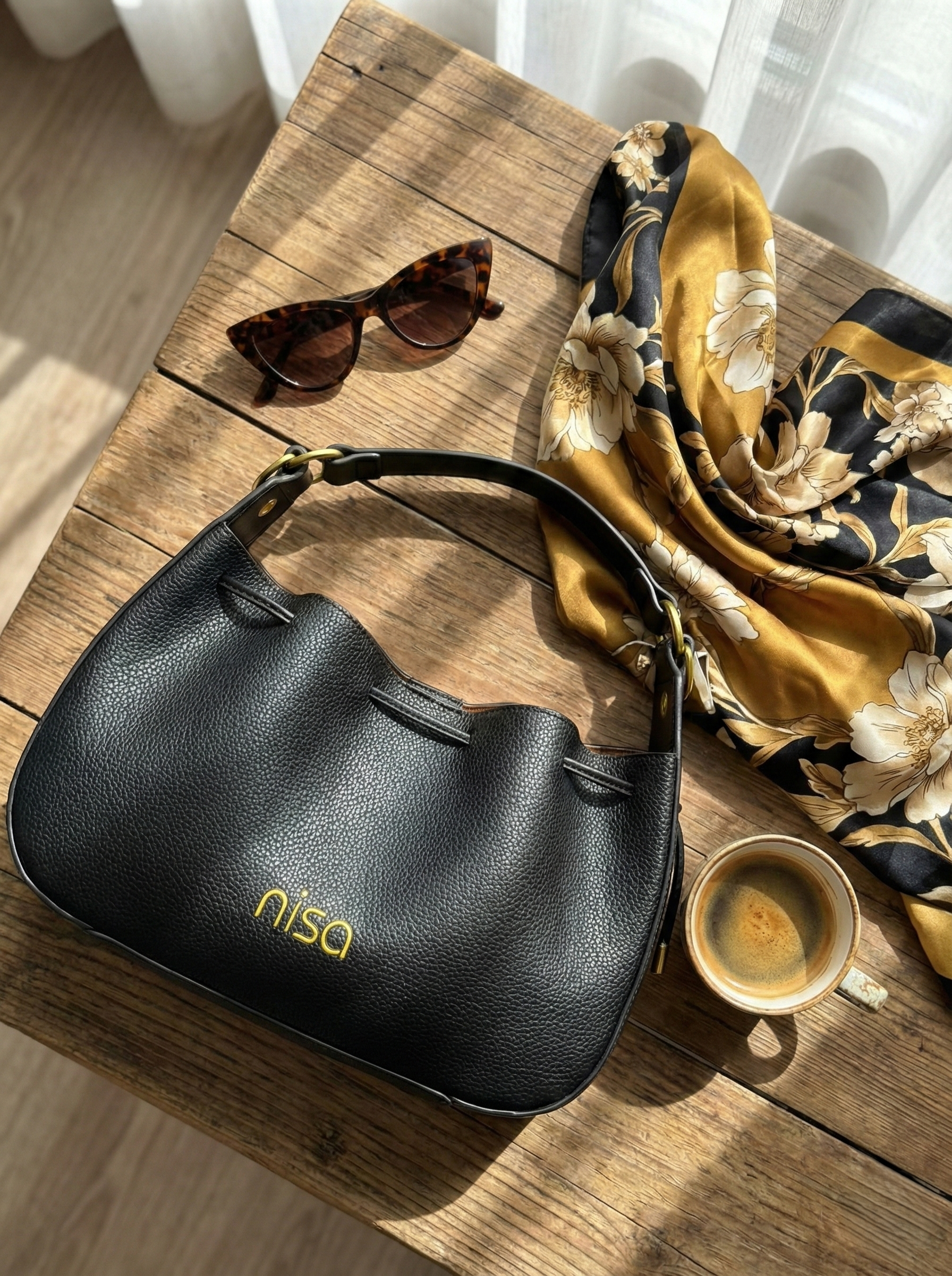 Nisa Signature 2-in-1 Hobo Bag Set  Classic Black