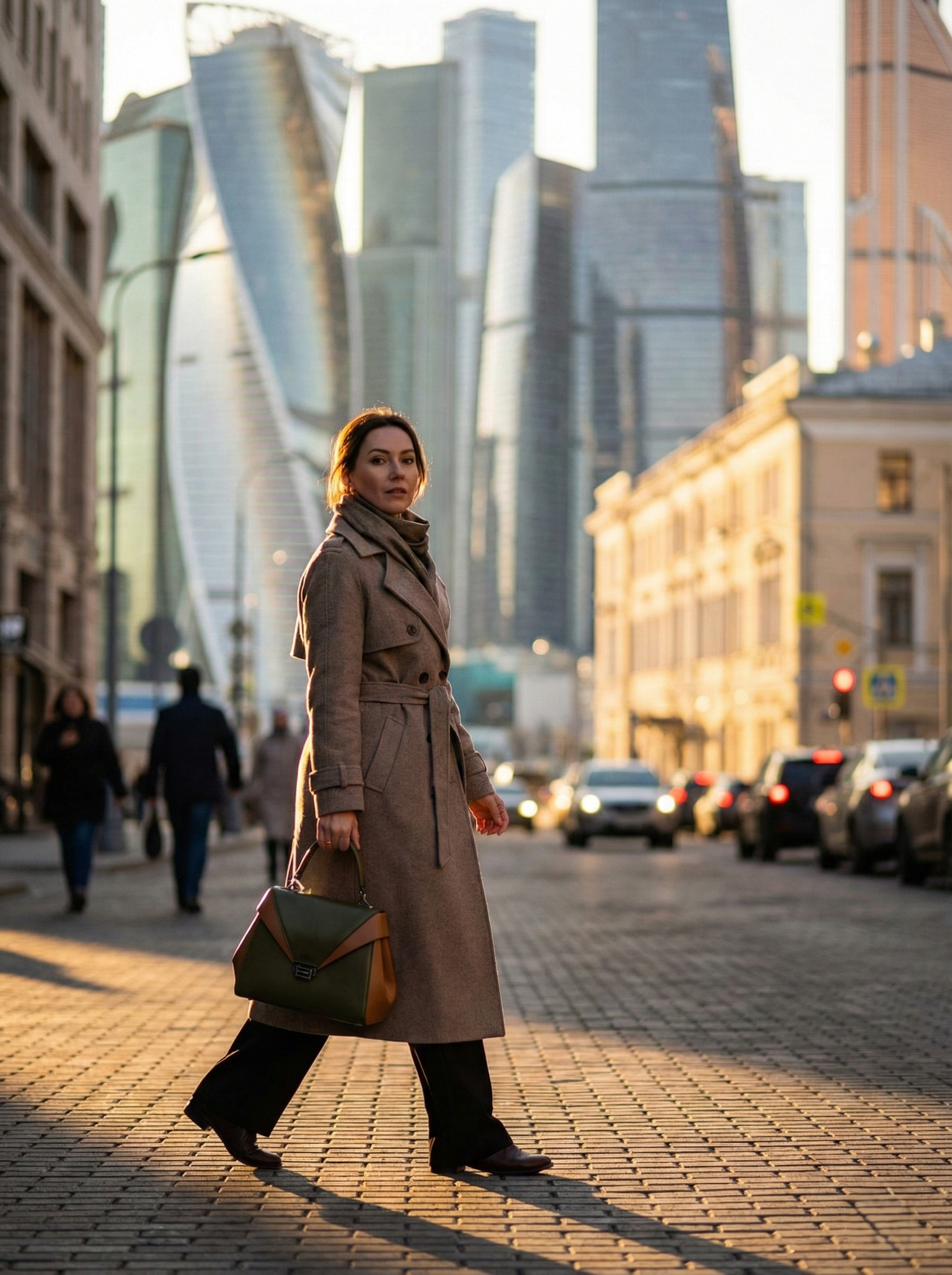 Nisa Olive & Tan Structured Satchel Bag