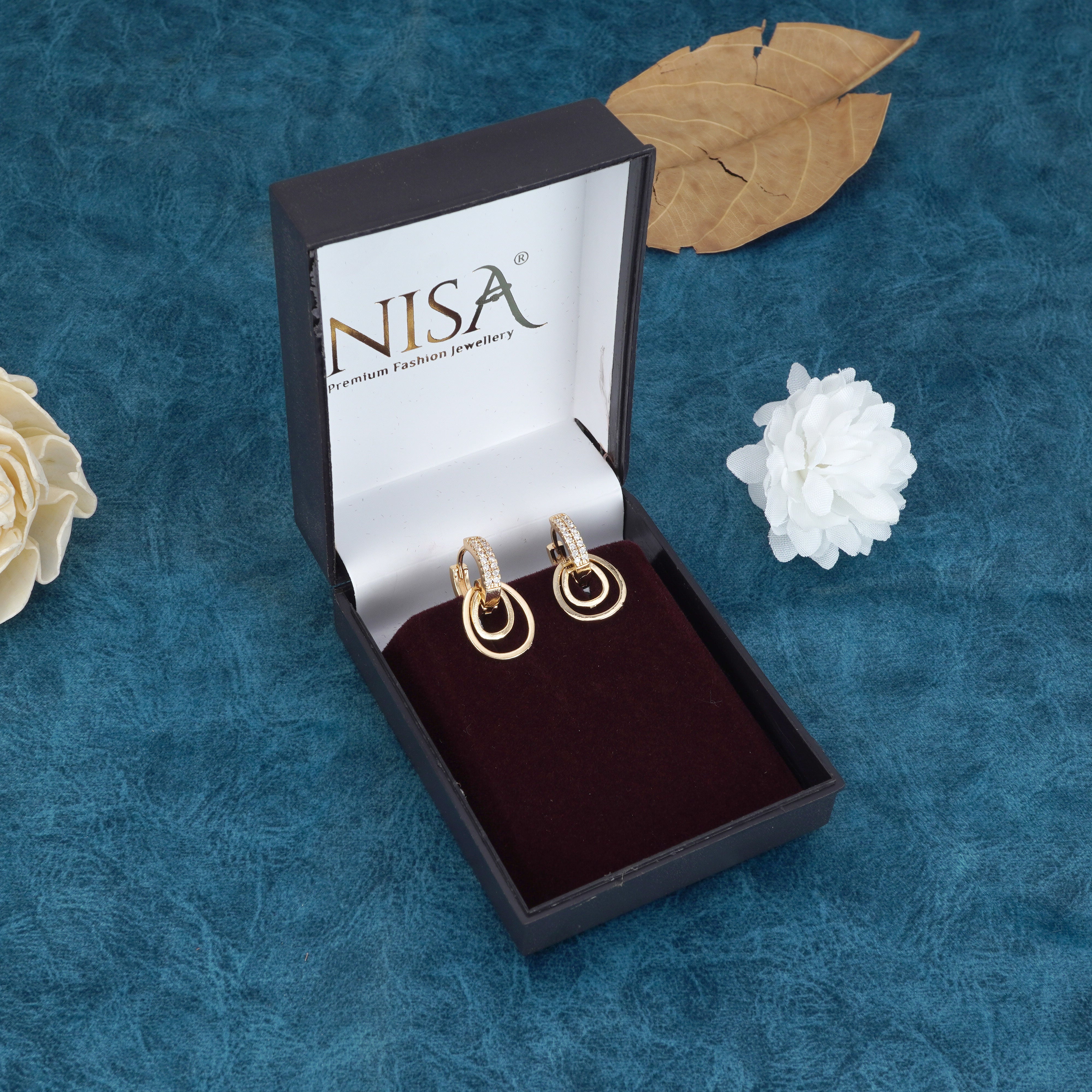 Luxor Gold Plated American Diamond Earrings