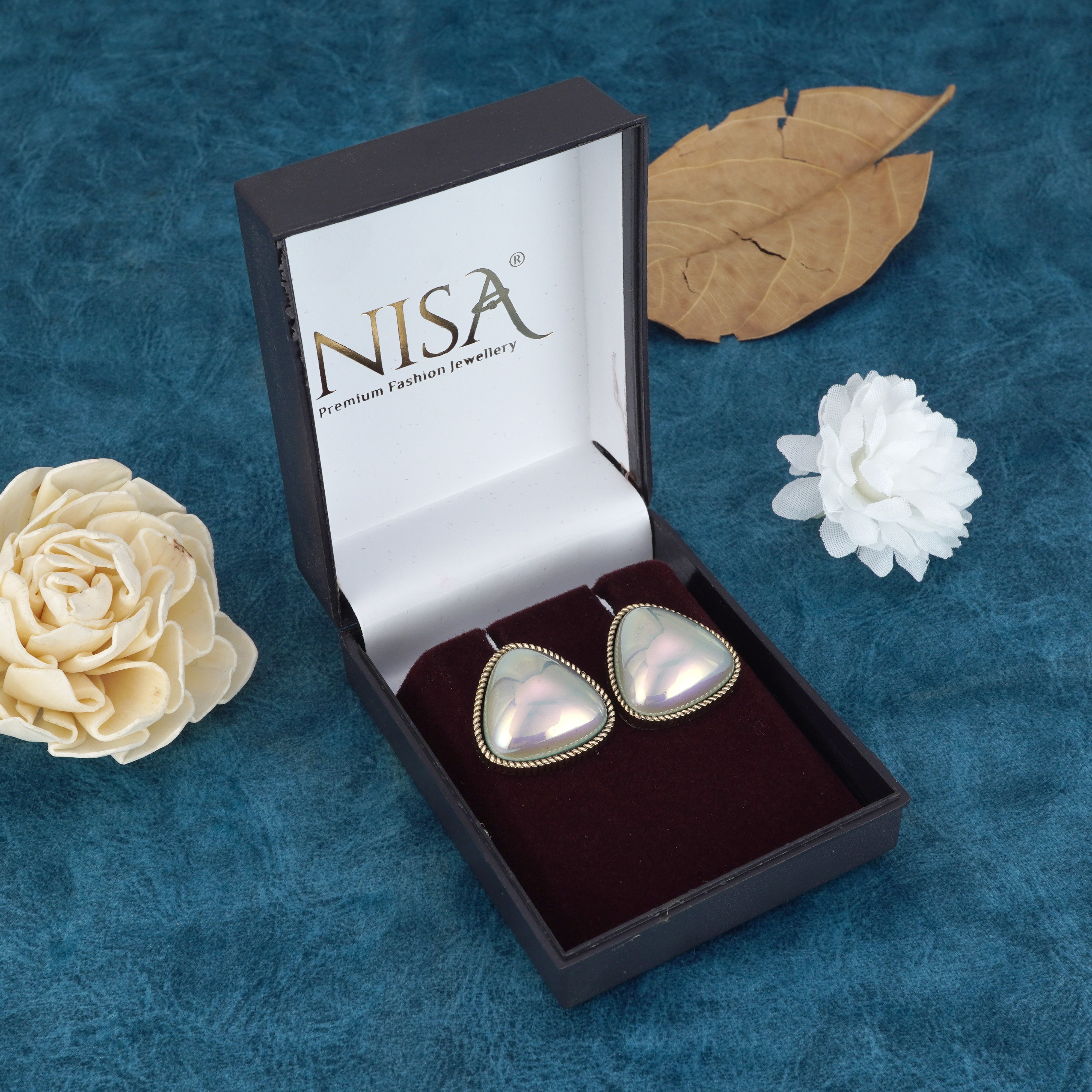 Luxor Silver-Plated Oxidised Pearl Stud Earrings