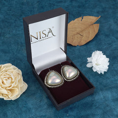 Luxor Silver Glow Pearl Stud Earrings