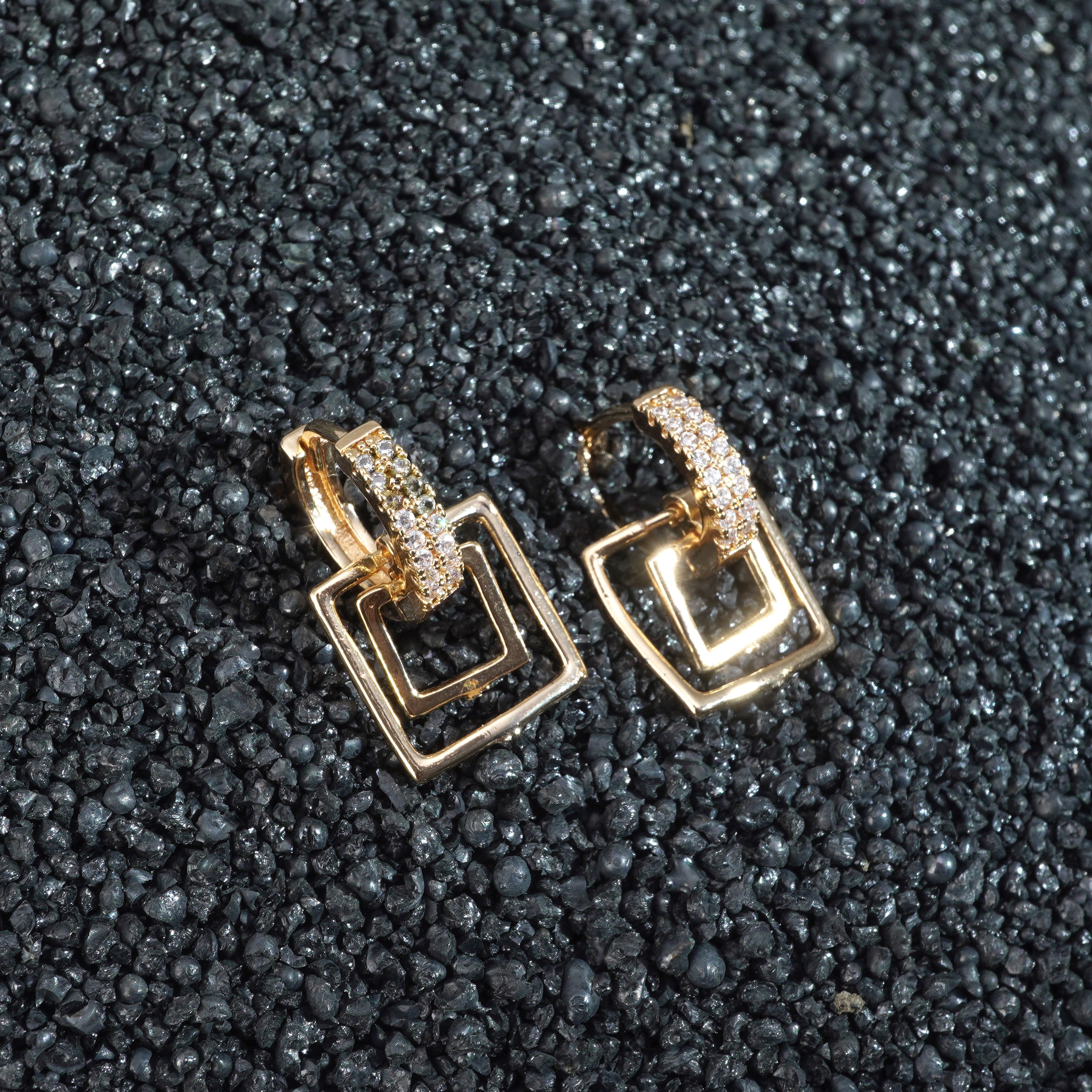 Regal Glow Gold-Plated American Diamond Earrings