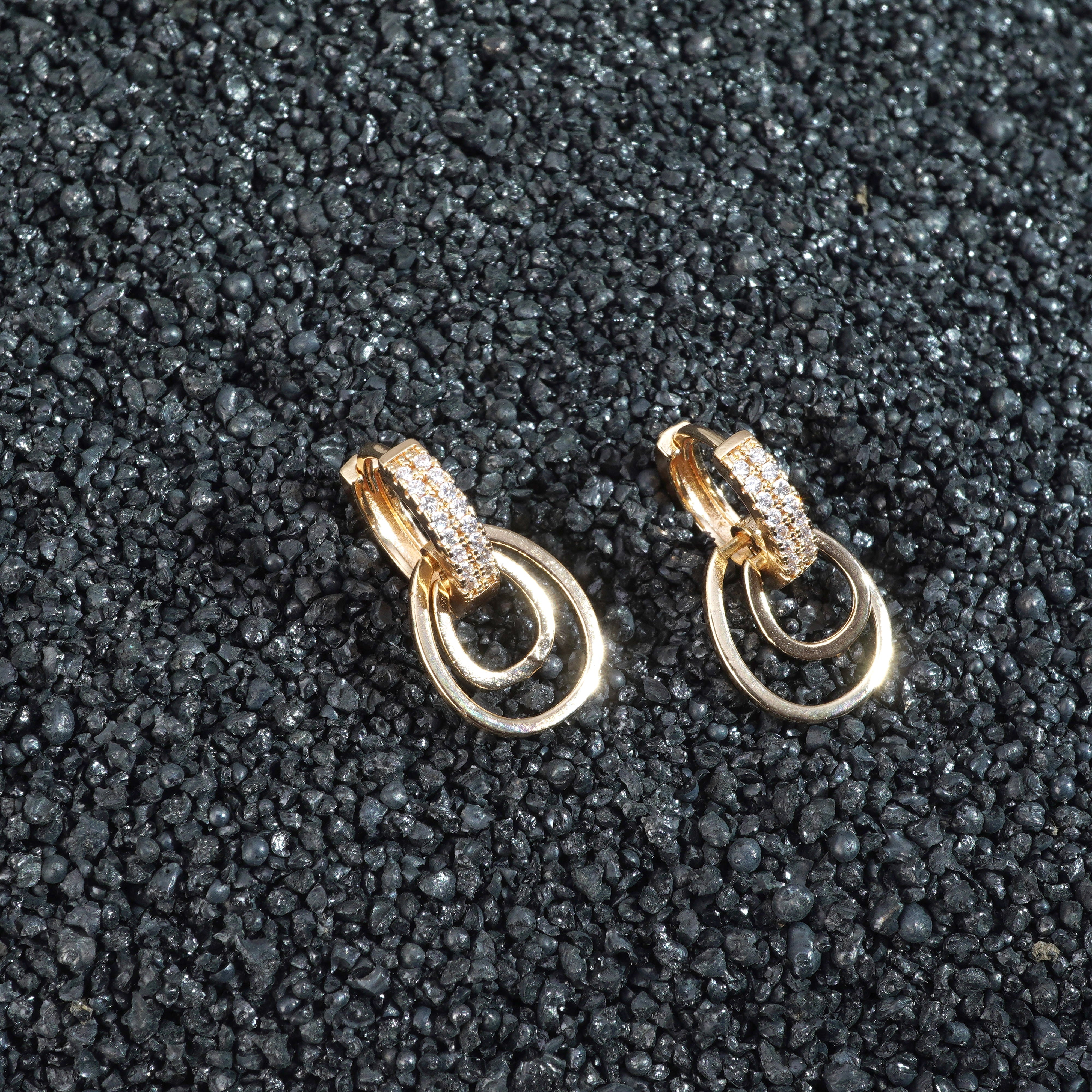 Luxor Gold Plated American Diamond Earrings