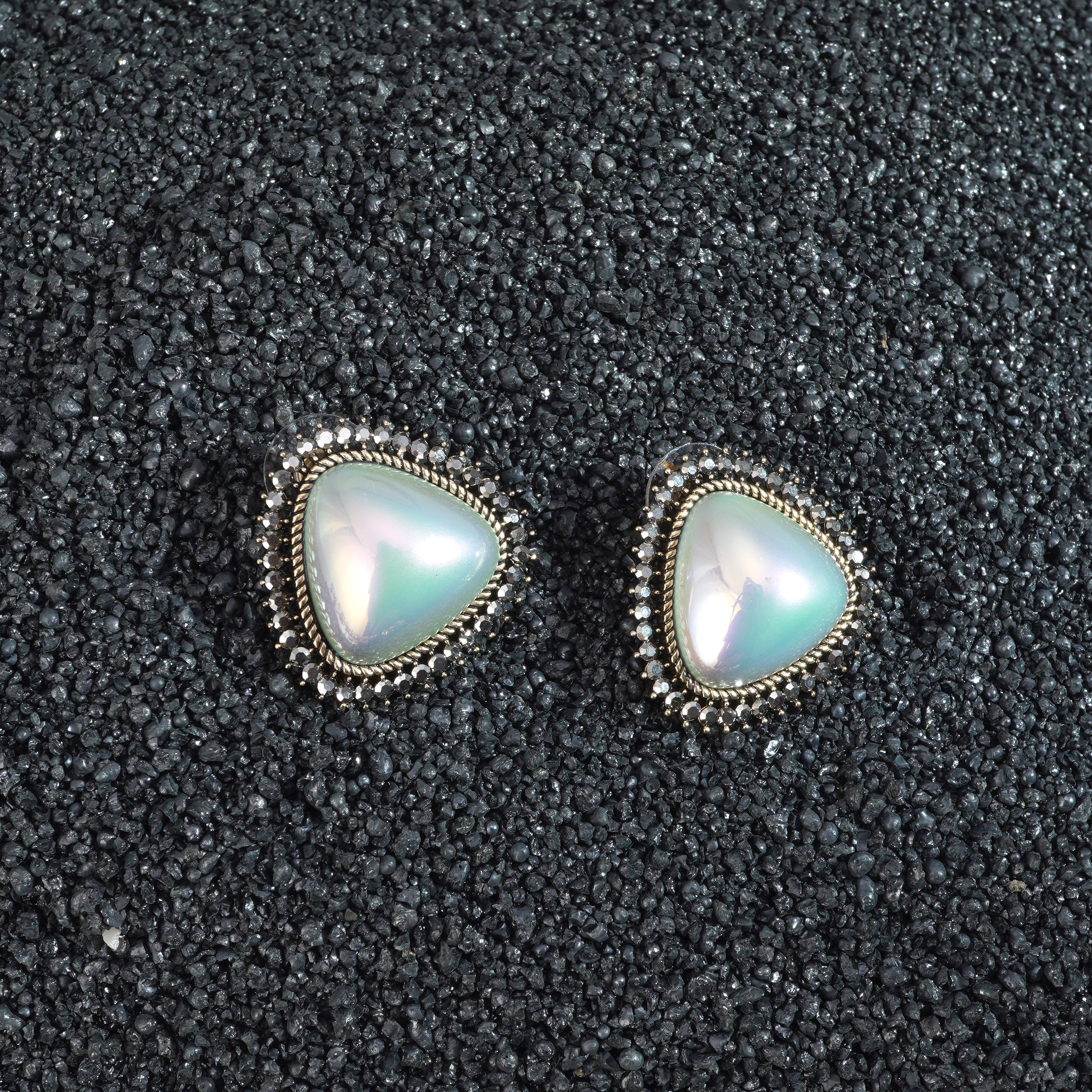 Luxor Silver Glow Pearl Stud Earrings