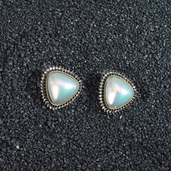 Luxor Silver Glow Pearl Stud Earrings