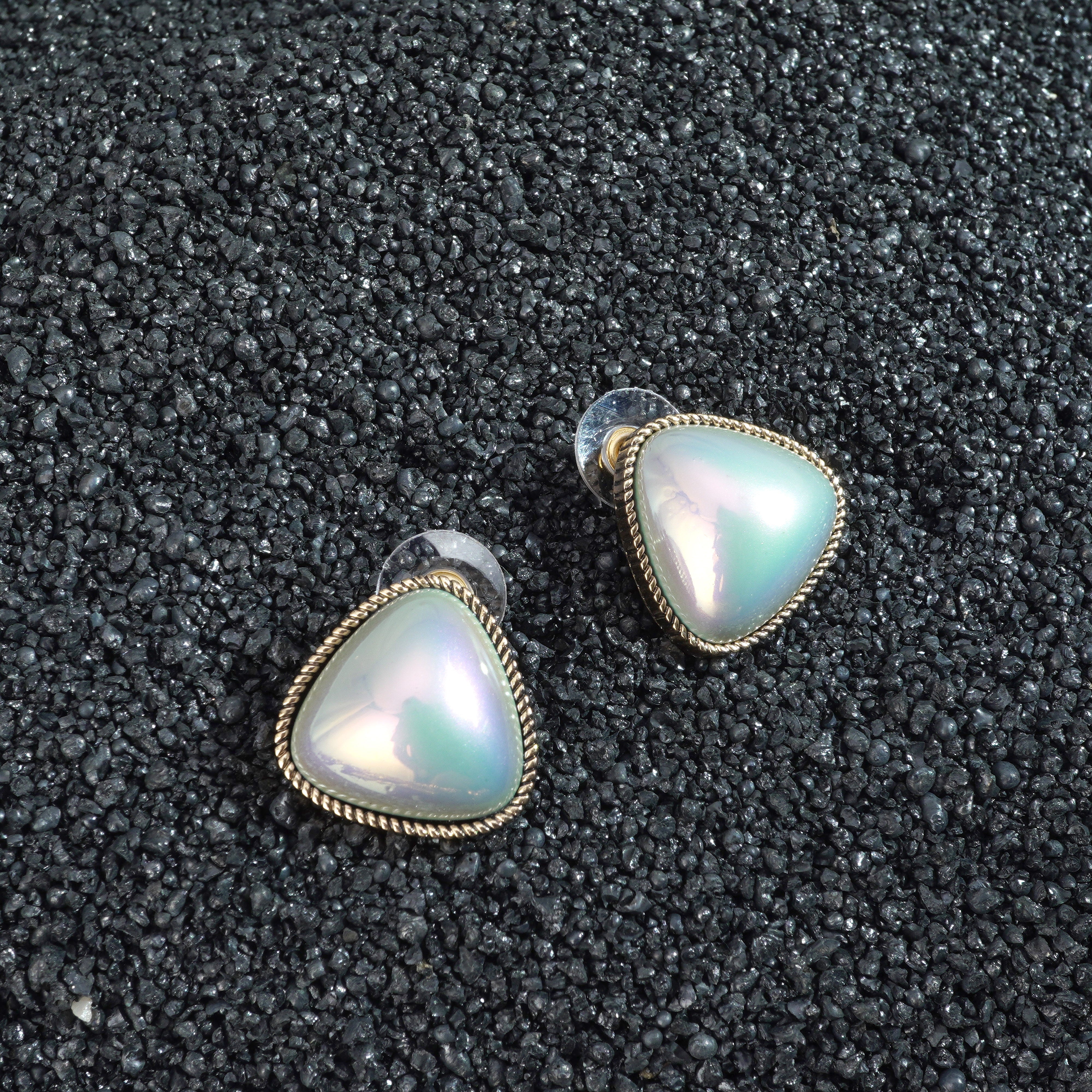 Luxor Silver-Plated Oxidised Pearl Stud Earrings