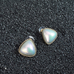 Luxor Silver-Plated Oxidised Pearl Stud Earrings
