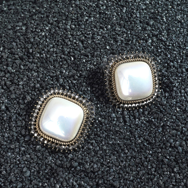 Luxor Silver-Plated Pearl Glow Contemporary Stud Earrings