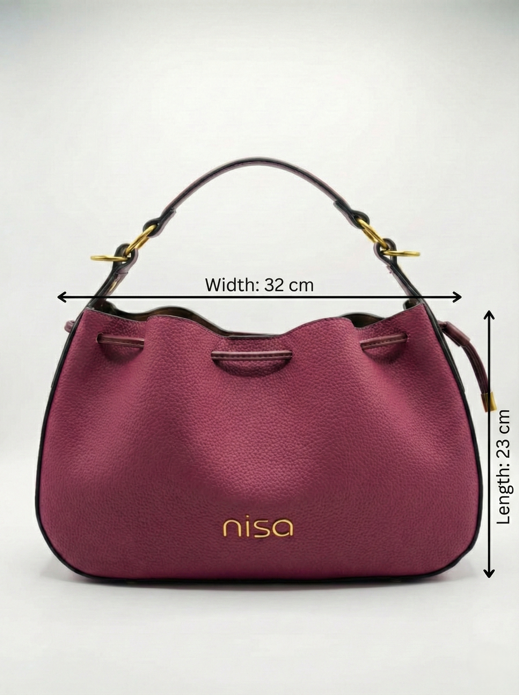 Nisa Signature Hobo Bag Set in Rich Berry