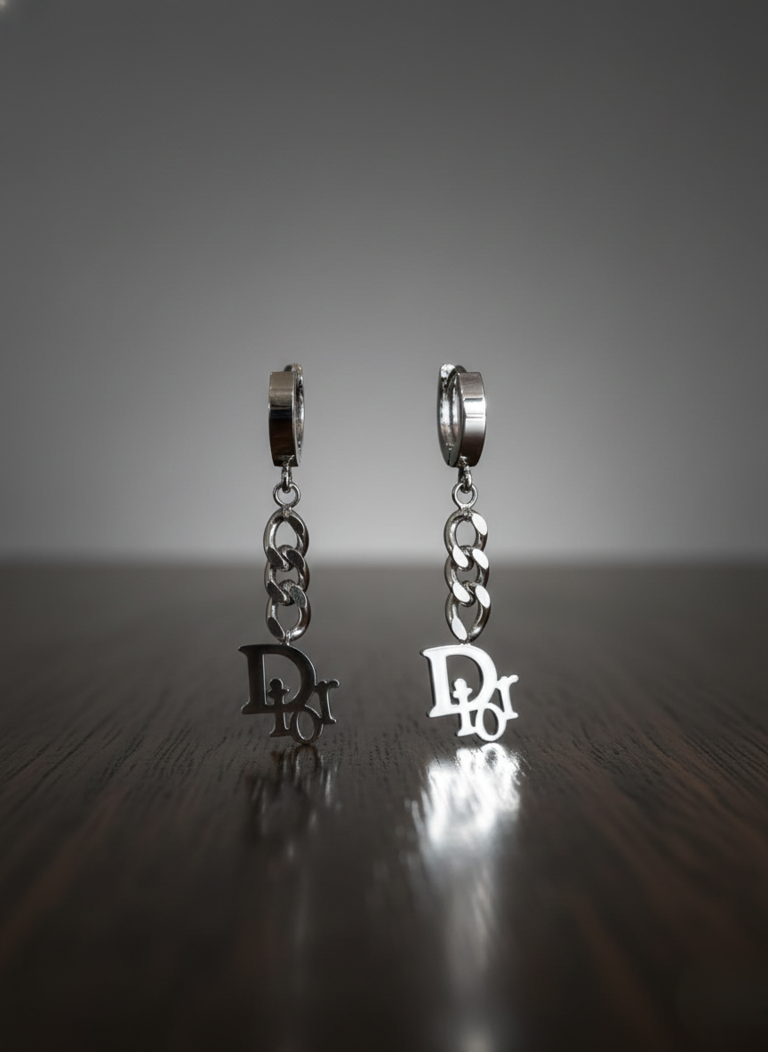 Stainless Steel Silver Hoops-Chain Link