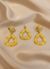 Dubai Style Gold-Tone Pendant and Earring Set