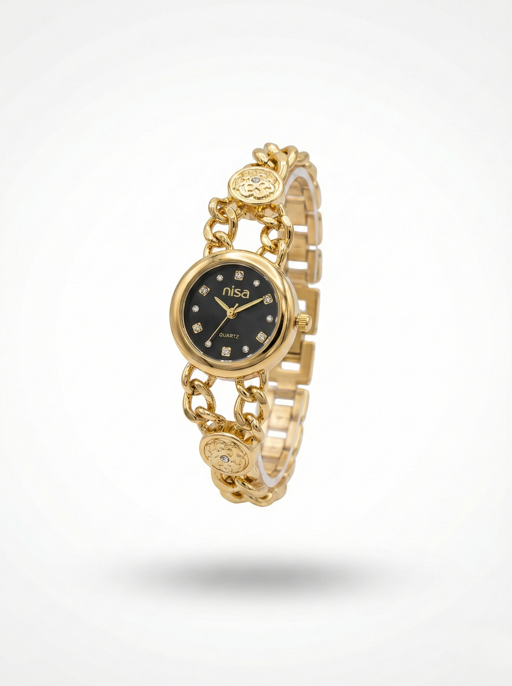 Nisa Elegant Gold Chain-Link Women's Watch