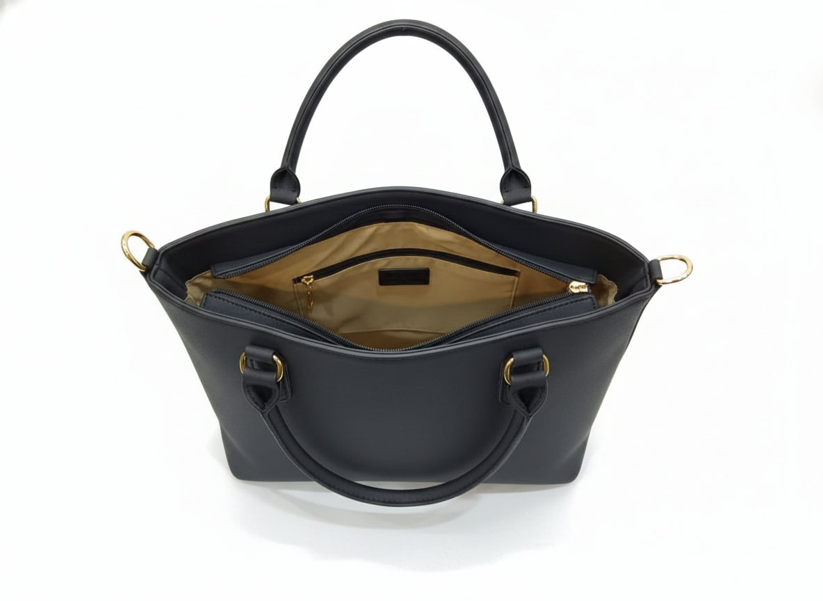 3-Pcs Combo Tote & Satchel Set - Sophisticated Grey & Black