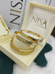 Nisa Premium Two-Tone Gold & Silver Finish Designer (Set of 4) Bangles