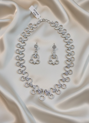 Nisa Ethereal Bloom AD Necklace & Earring Set