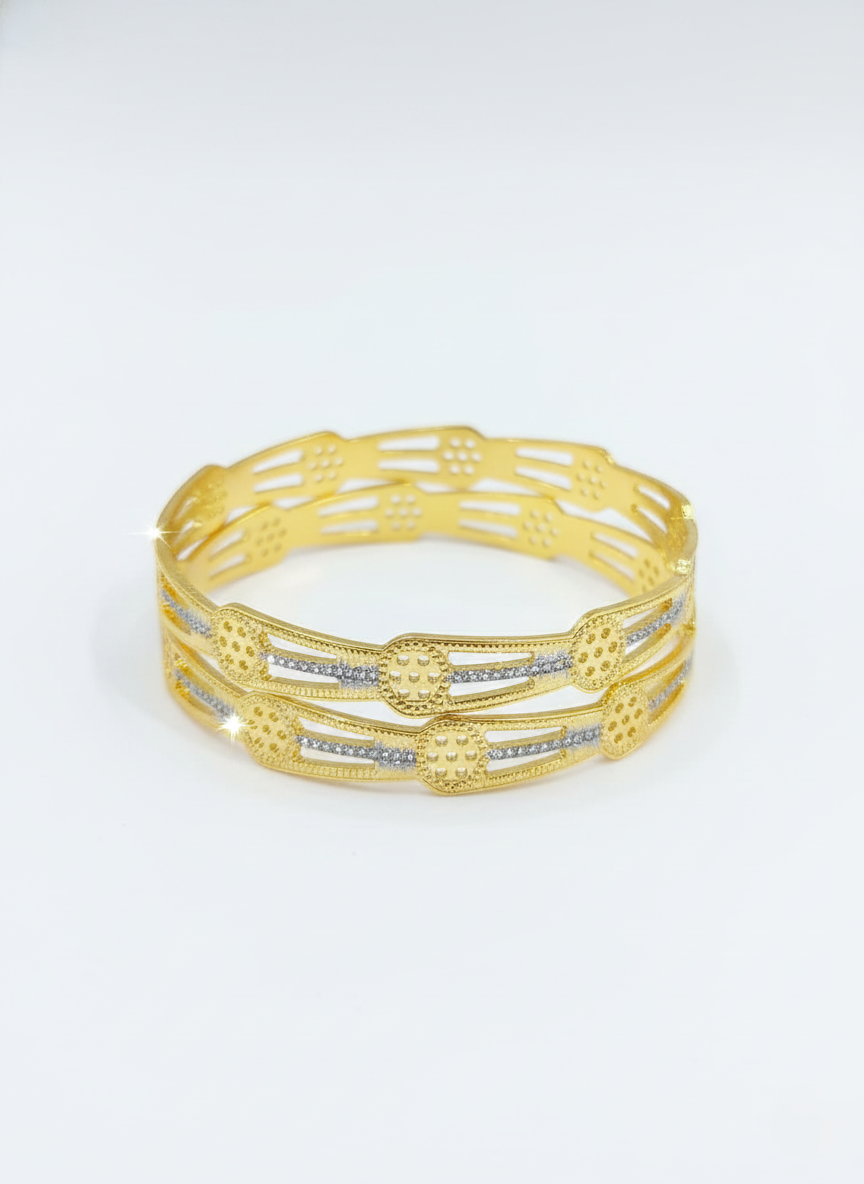 NISA Two-Tone Gold & Silver Designer Bangles