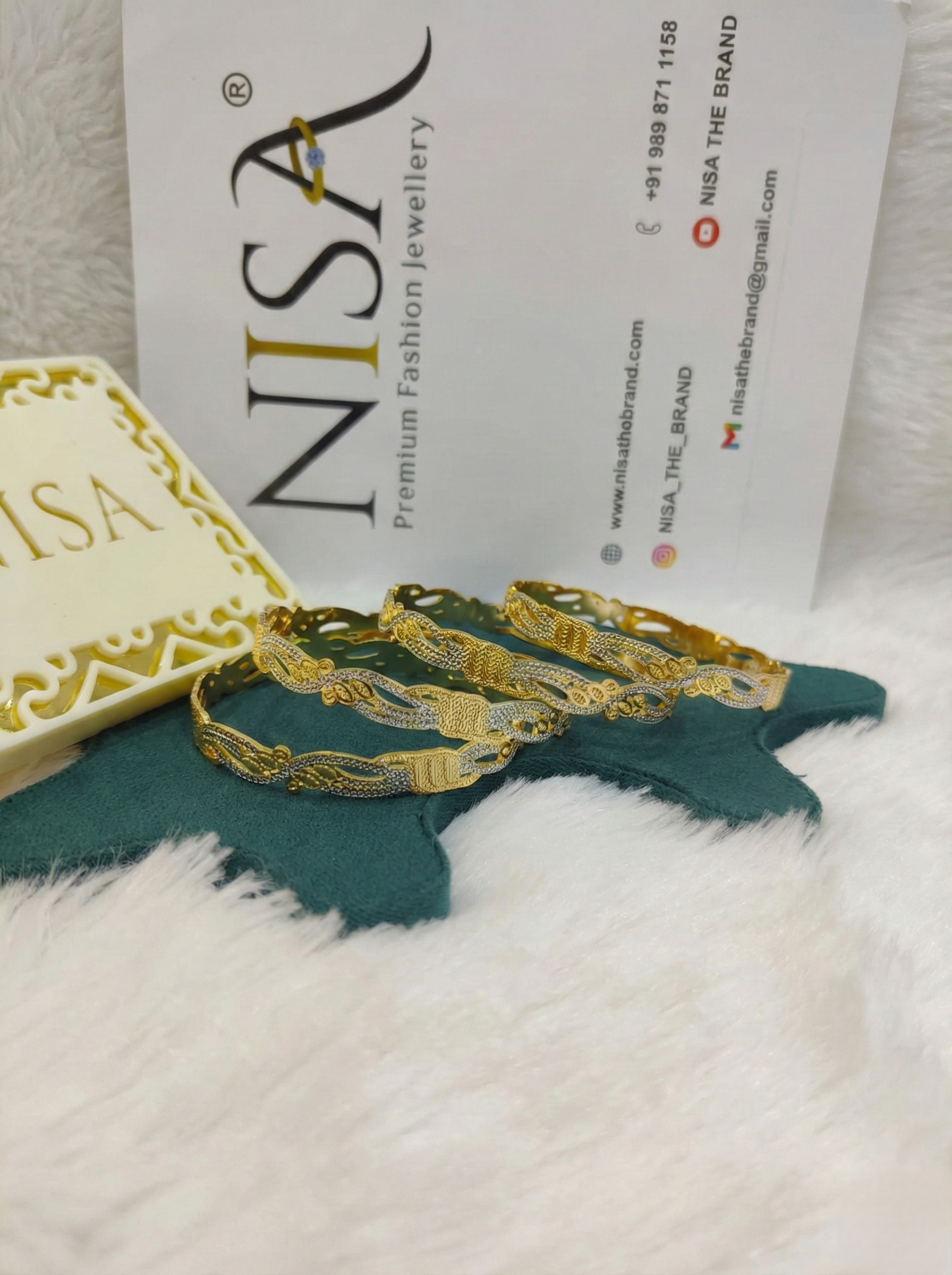 NISA Premium Two-Tone Filigree (Set of 4) Bangles