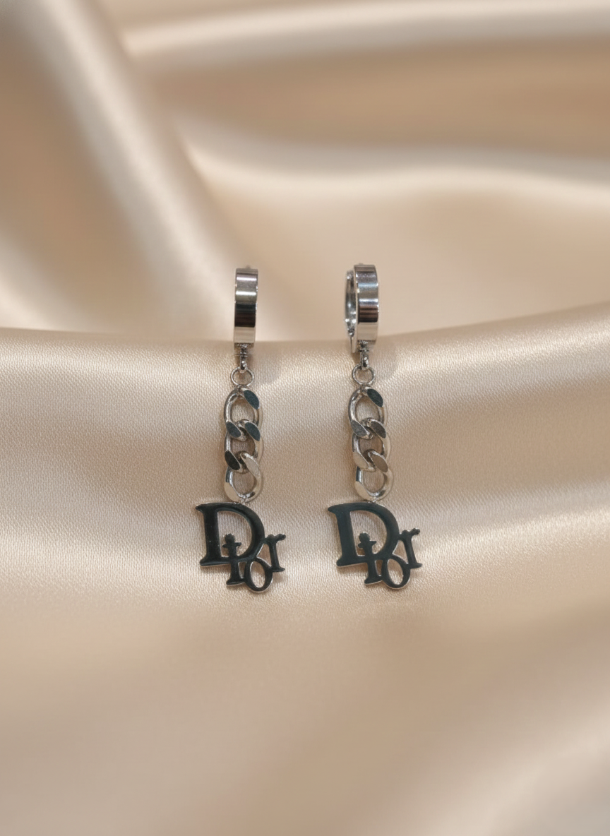 Stainless Steel Silver Hoops-Chain Link