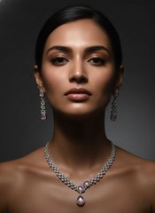 Pink Petal AD Necklace Set