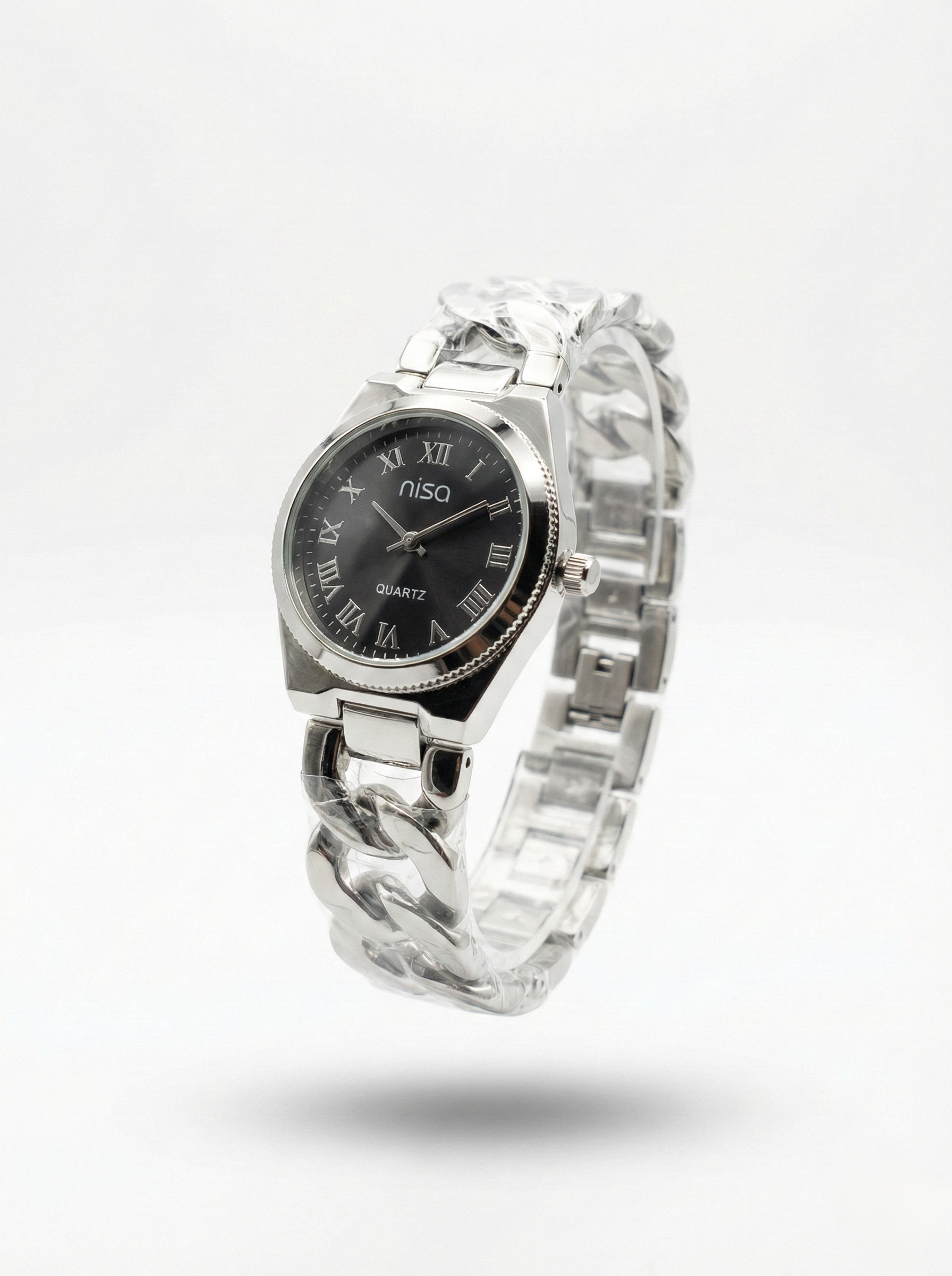 Nisa Silver Chain-Link Series – Classic Quartz Watch