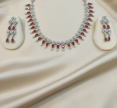 Nisa Ruby & AD Necklace Choker Set