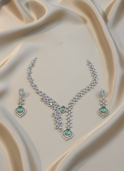 Mint-Green Emerald-Cut Stones AD Necklace