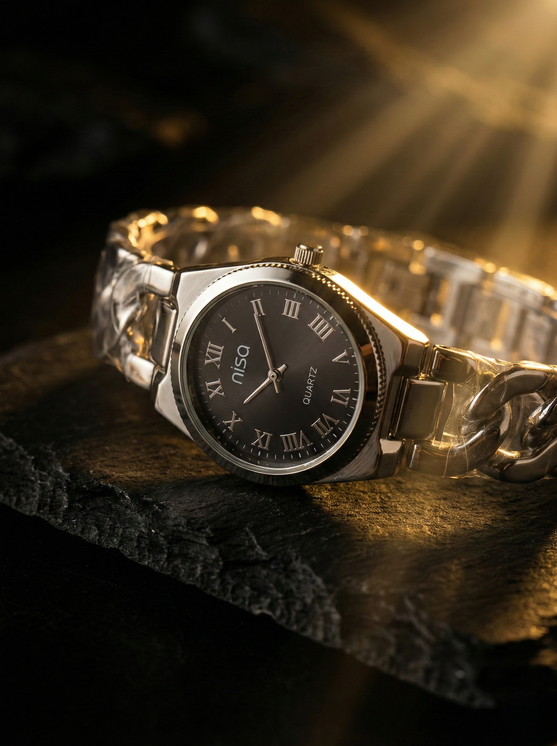 Nisa Silver Chain-Link Series – Classic Quartz Watch