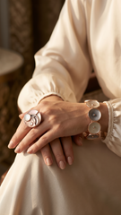 Nisa Pastel Enamel Oval Motif Bracelet & Statement Ring Combo