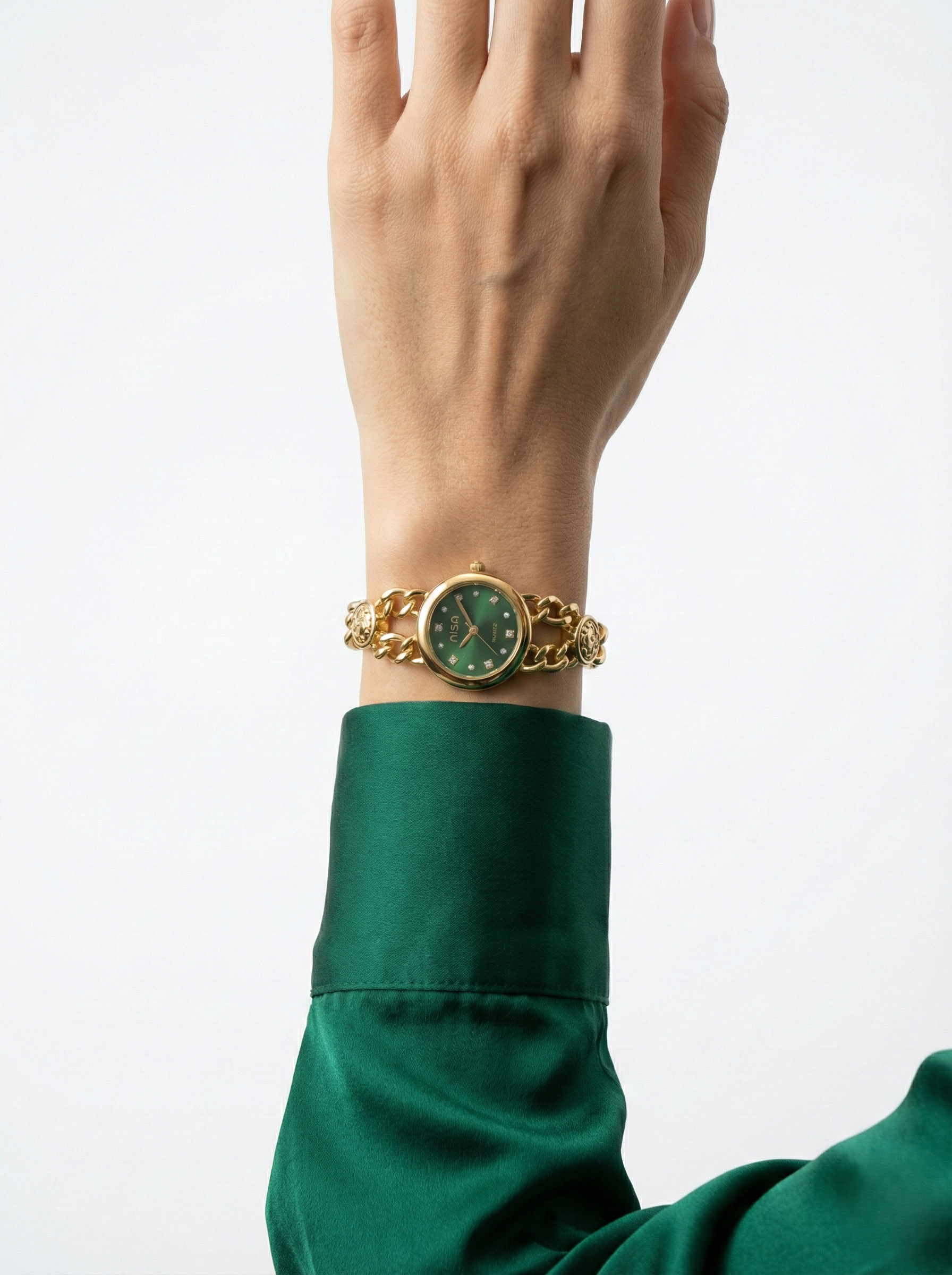 Nisa Elegant Gold Chain-Link Women's Watch