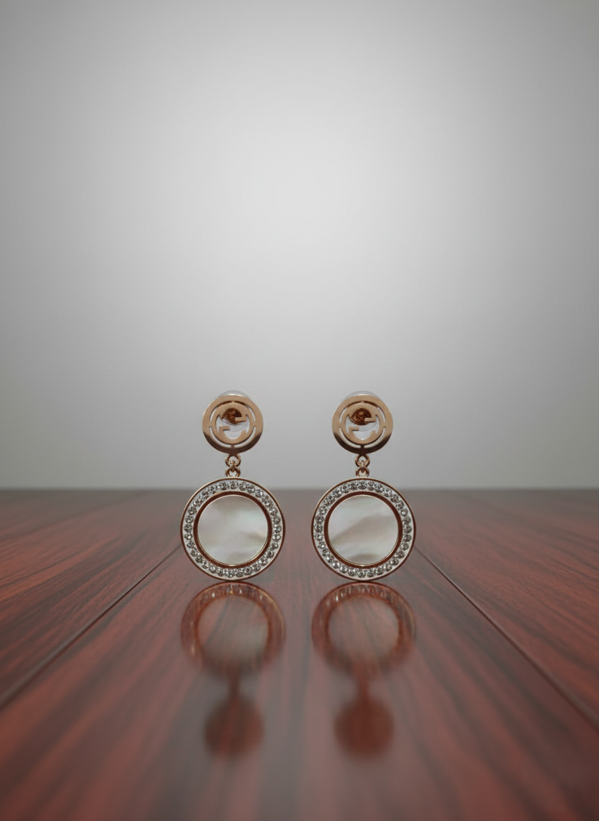 Rose Gold Tone Stainless Steel Halo Earrings