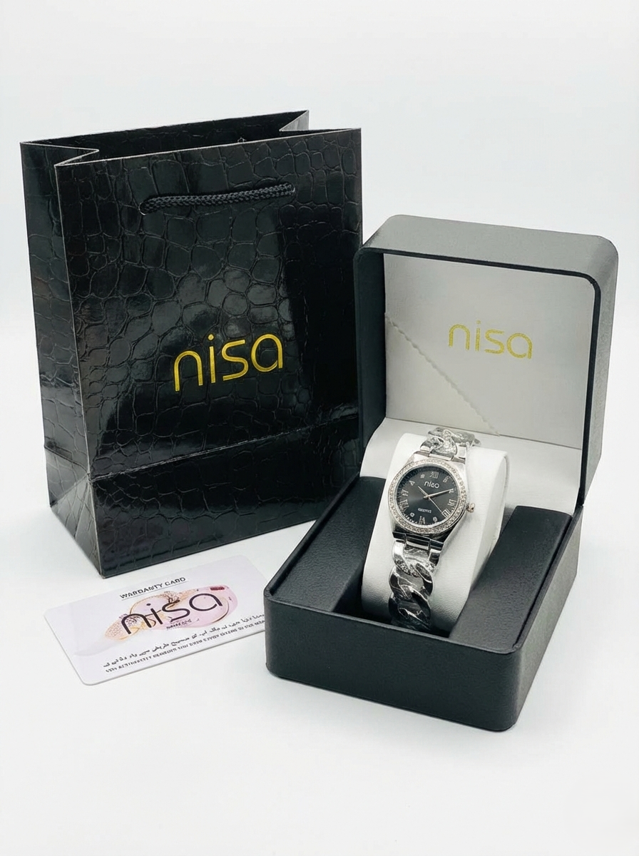 Nisa Silver Chain-Link Series – Classic Quartz Watch