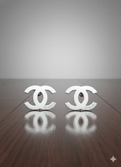 Stainless Steel Silver "C" Interlock Studs Earrings