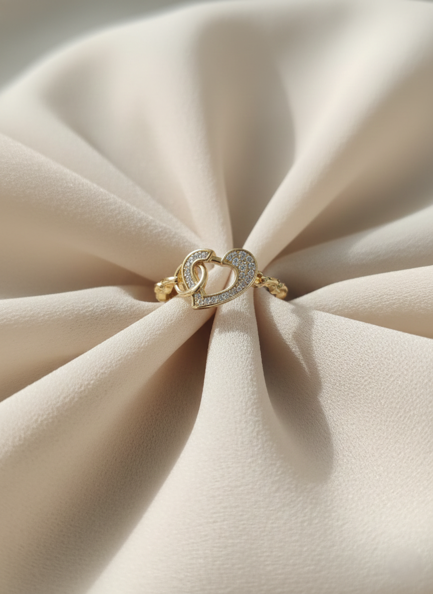 The Eternal Bond Interlocking Heart Finger Ring