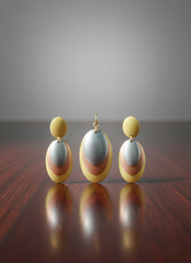 Dubai Style Gold-Tone Pendant and Earring Set