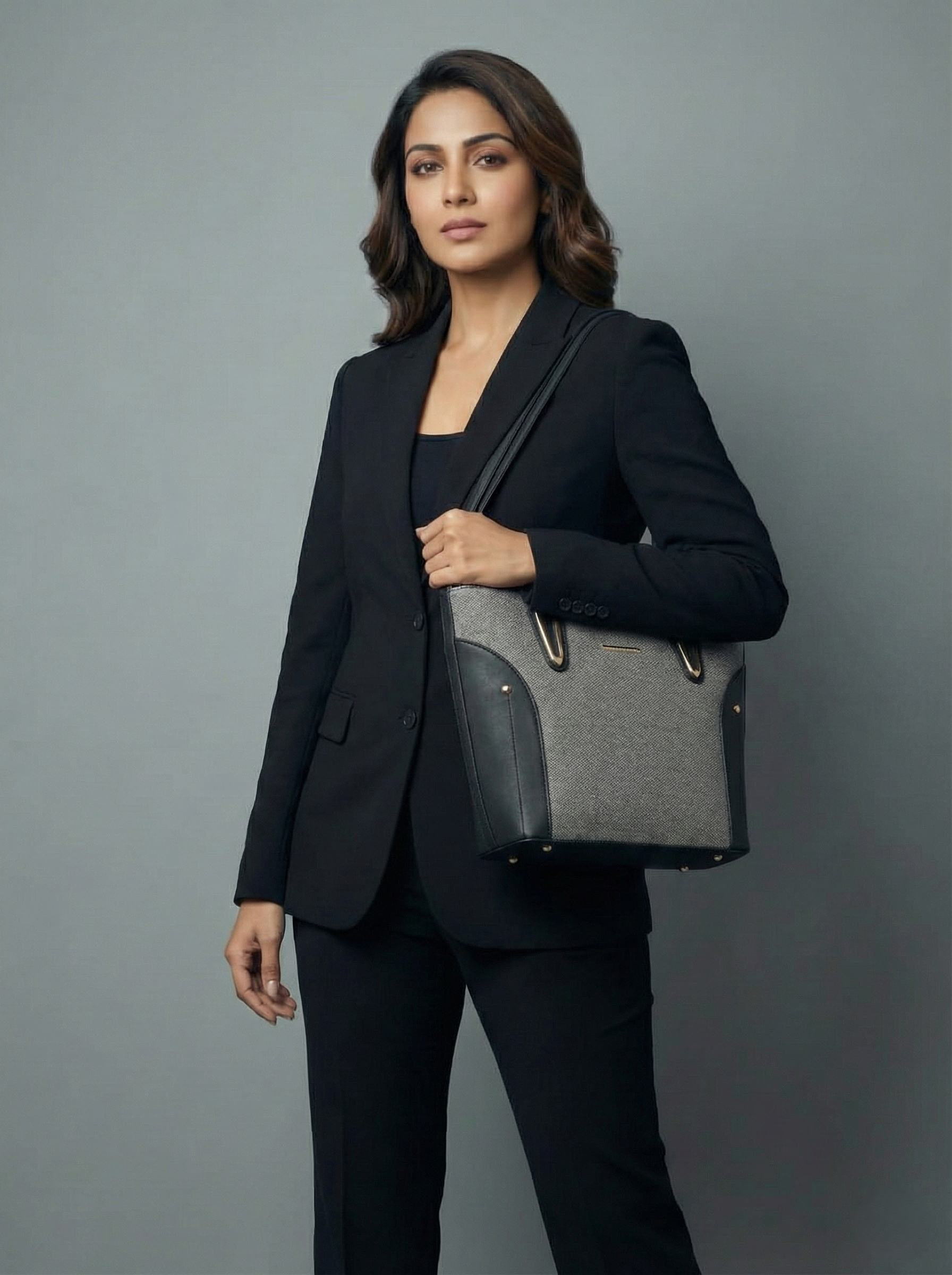 3-Pcs Combo Tote & Satchel Set - Sophisticated Grey & Black