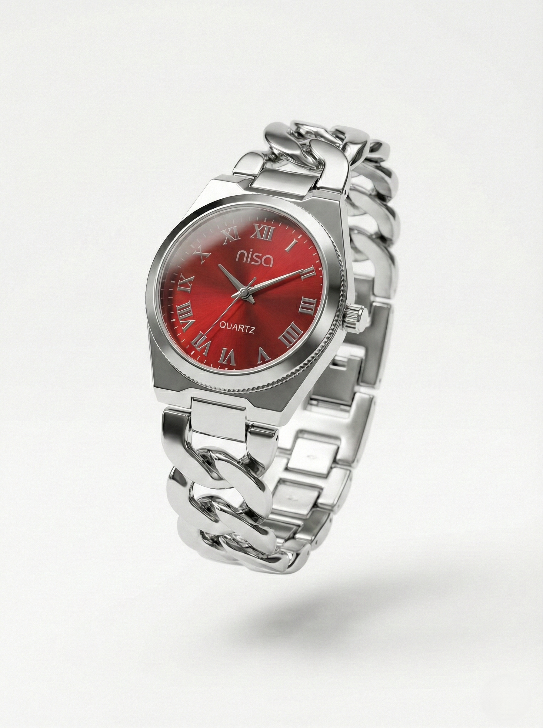 Nisa Silver Chain-Link Series – Classic Quartz Watch