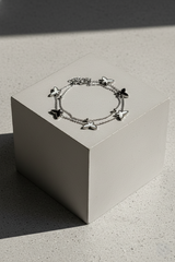 Nisa Premium Silver-Polish Butterfly Design With Black & White Pearl Studded Bracelet For Women and Girls