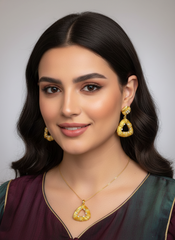 Dubai Style Gold-Tone Pendant and Earring Set