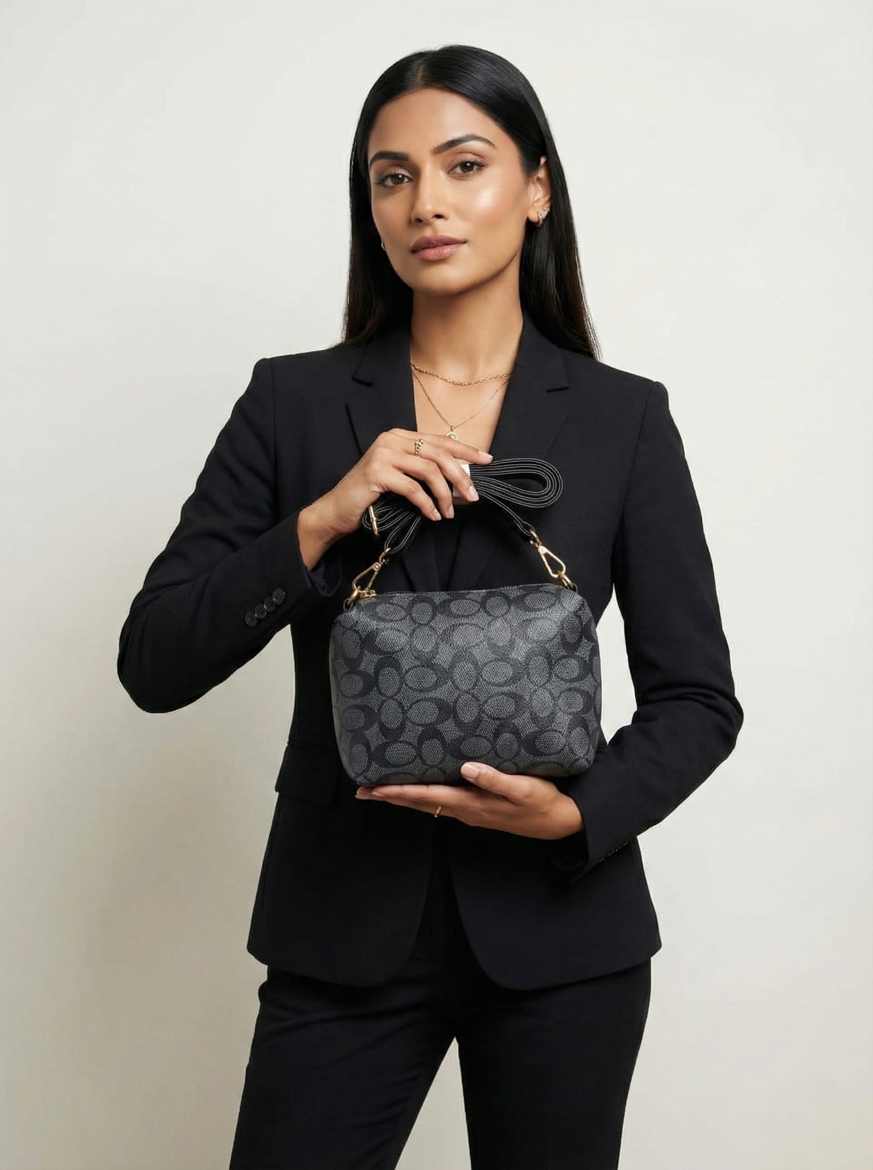 3-Pcs Combo Tote & Satchel Set - Midnight Charcoal