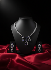 Royal Purple & Silver AD Necklace