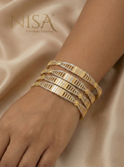 Nisa Premium Two-Tone Gold & Rhodium Plated Designer (Set of 4) Bangles