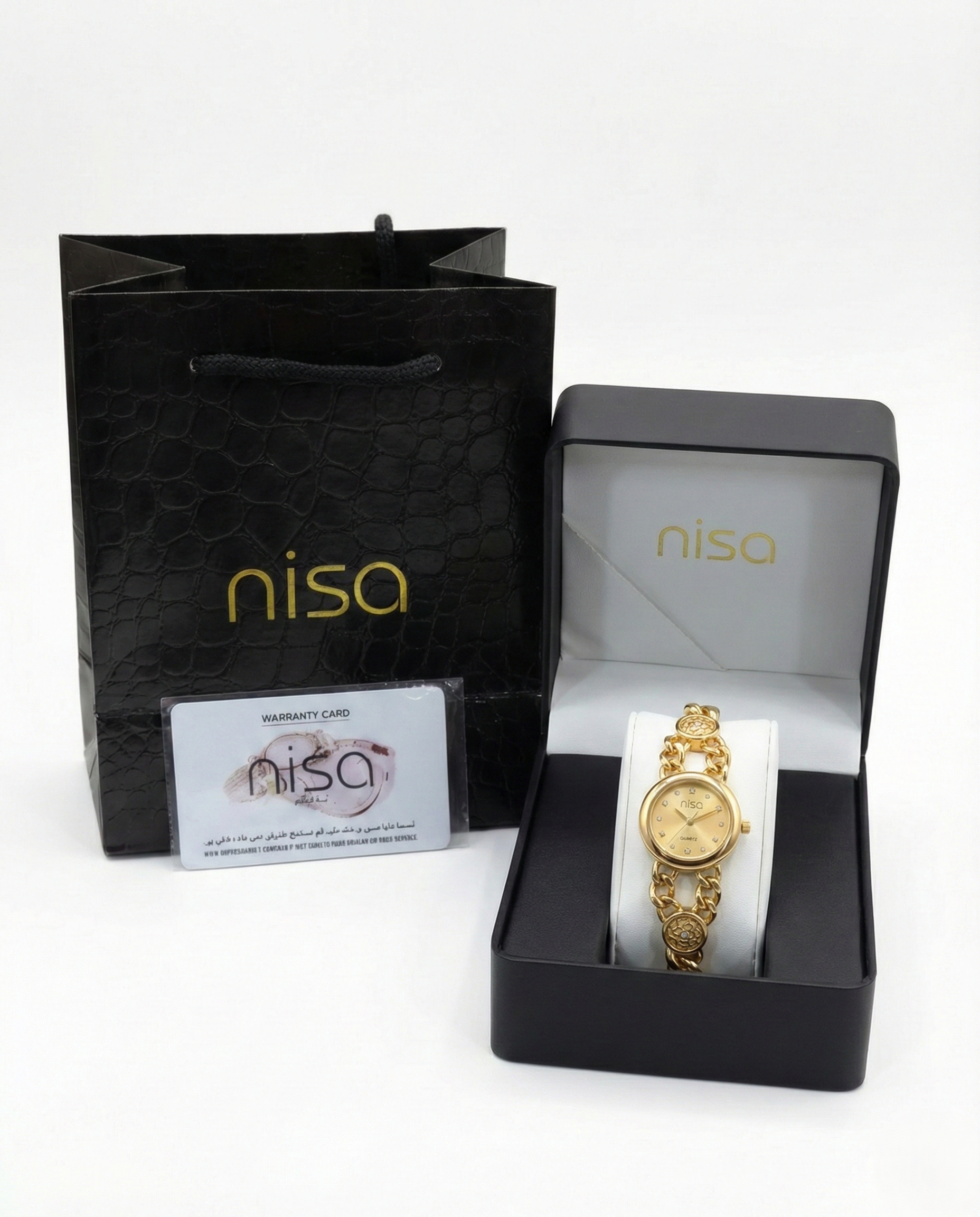 Nisa Elegant Gold Chain-Link Women's Watch
