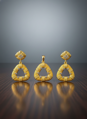 Dubai Style Gold-Tone Pendant and Earring Set