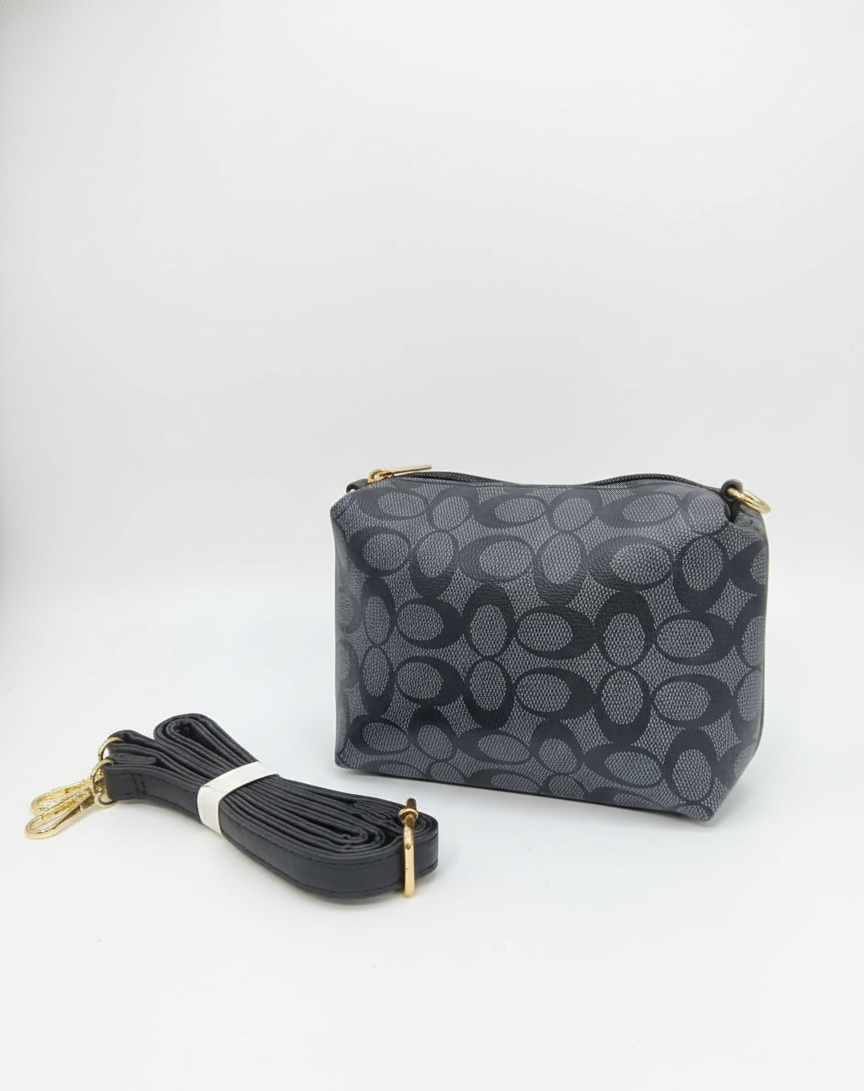 3-Pcs Combo Tote & Satchel Set - Midnight Charcoal