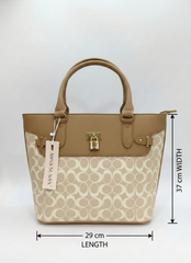 3-Pcs Combo Tote & Satchel Set - Miss Susan Gold and Cream