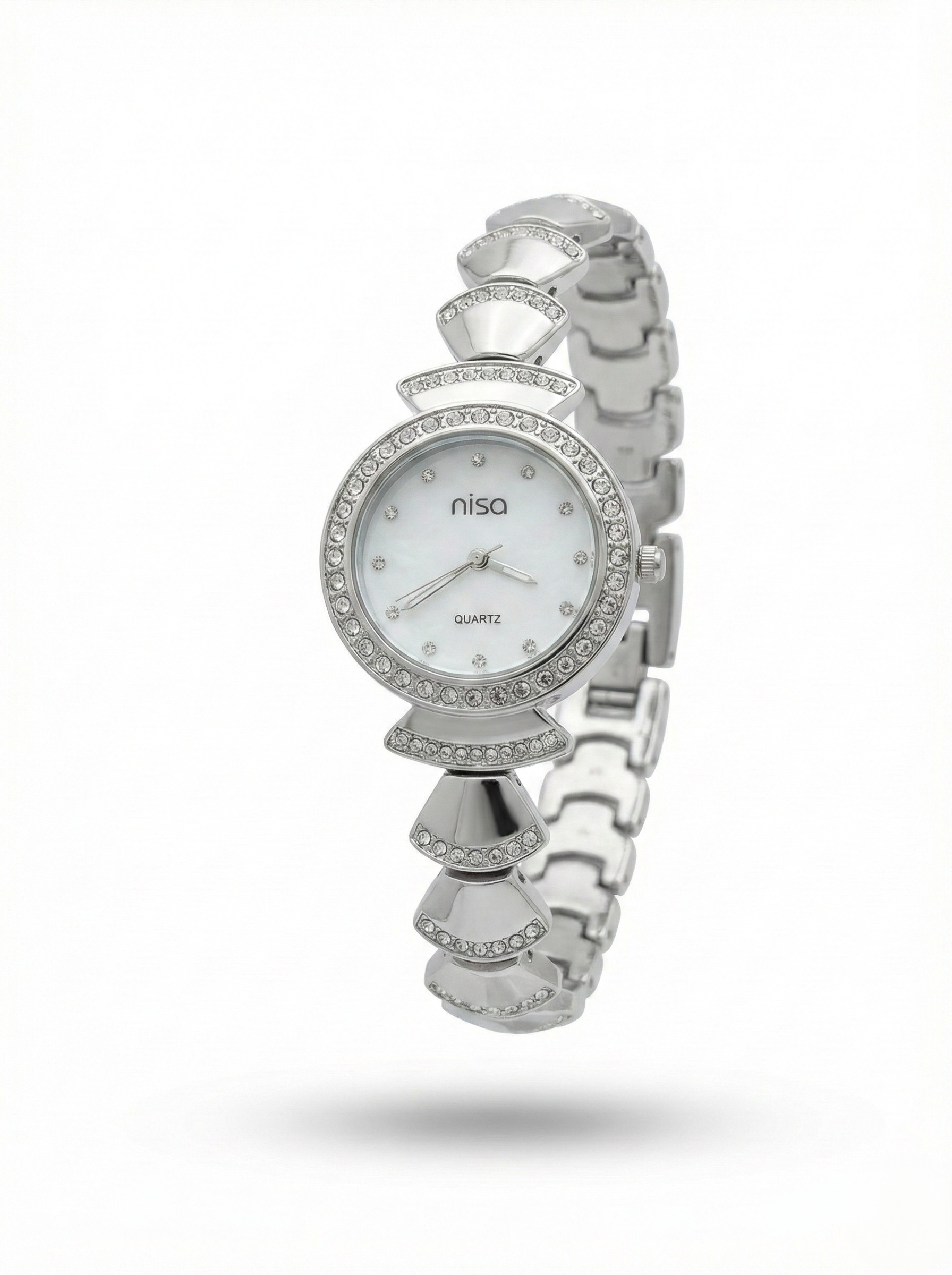 Nisa Designer Silver Women’s Watch with Crystal Accents