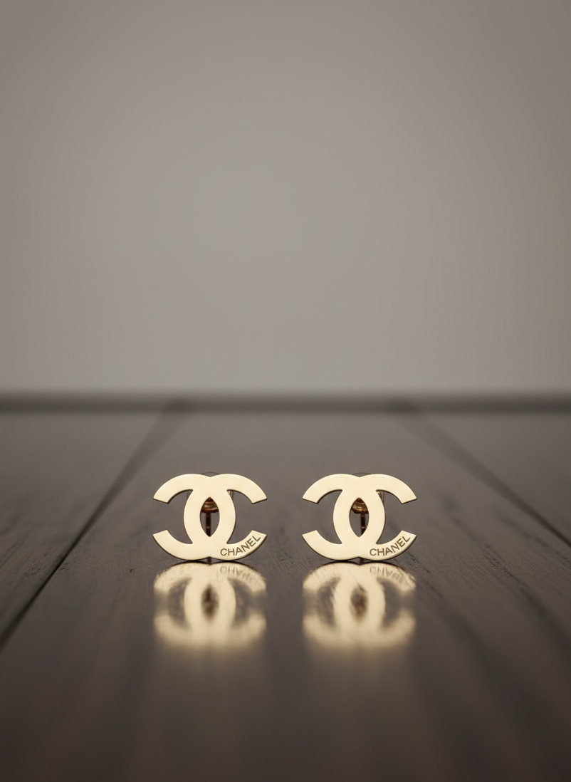 Stainless Steel Golden "C" Interlock Studs Earrings